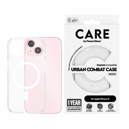 CARE PanzerGlass-puhelinkotelo iPhone 15 MagSafe Urban Combat Valkoinen