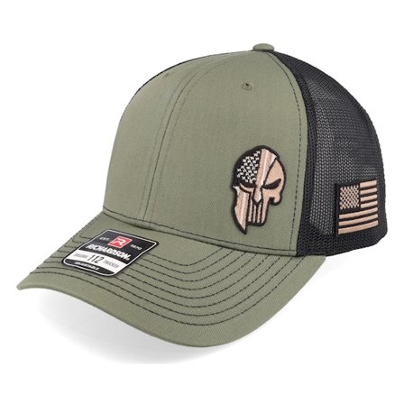 Army Head - Grønn trucker Caps - Army Skull Usa Loden/Black Trucker @ Hatstore