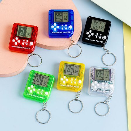 Hot tilbud til lav pris! Mini Retro Tetris Håndholdt Spillekonsol Nøglering Legetøj, Bærbar Puslespil Klods Spillemaskine, Rygsæksvedhæng med Farver-