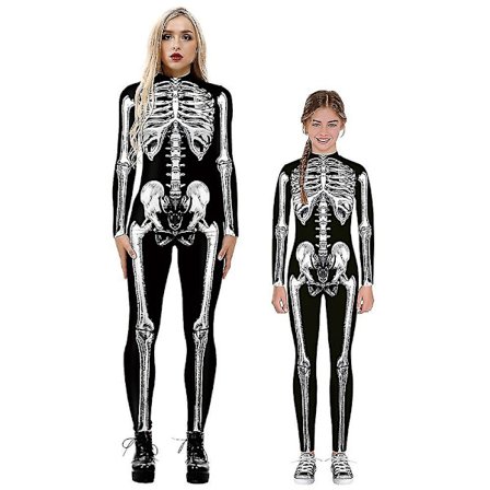 Halloween-skeletdragt til børn og voksne, behagelig Onesie Jumpsuit Tak!!