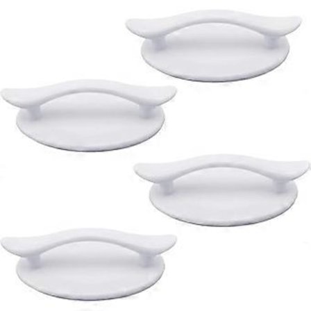 4 Stycken Självhäftande Handtag i Vit Plast för Dörrar och Fönster Garderober Lådor Skåp (8,3 x 4,9 cm)