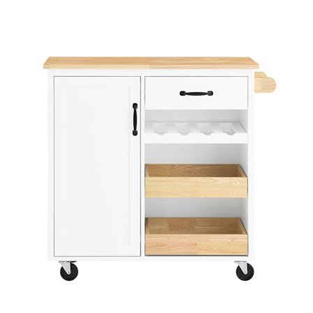 SoBuy Køkkenø med 1 skuffe i træ 90.5x38x86.5cm, funktionel FKW131-WN