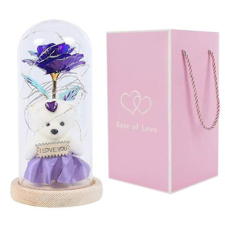 Glaskupolljus med elegant LED-ljus‰lila‰