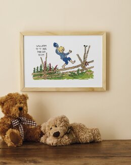 Broderikit Födelsetavla Emil på staketet