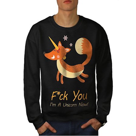 Fox Unicorn Cool Funy Men Blacksweatshirt