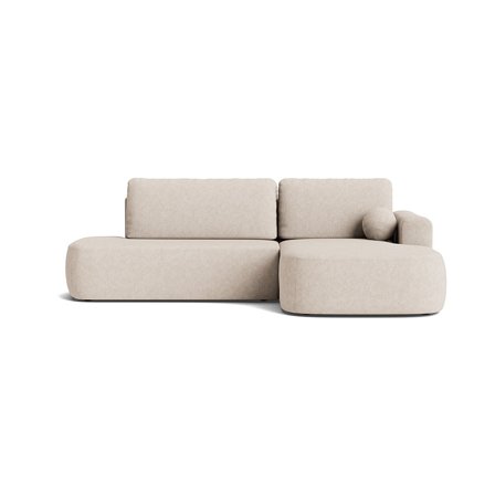 Monza chaiselong sovesofa m/opbevaring - Aragon Beige - 286x175x90cm - Udslået 215x140cm - Højrevendt sovesofa med klassisk stof