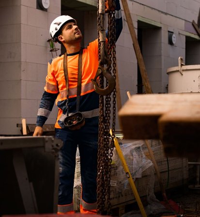 Fristads Herr Varsel långärmad T-shirt 7457 THV, klass 2, Varsel Orange/Marinblå