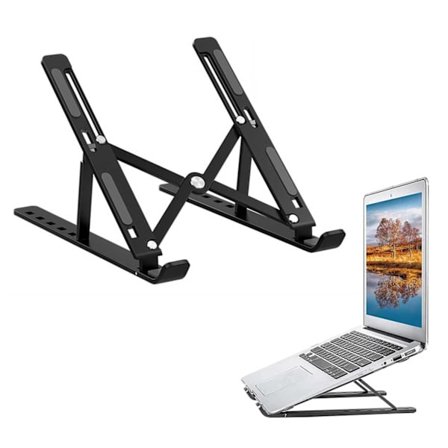 Bærbar sammenleggbar bærbar PC -rack - Ergonomisk bærbar PC -stativ svart
