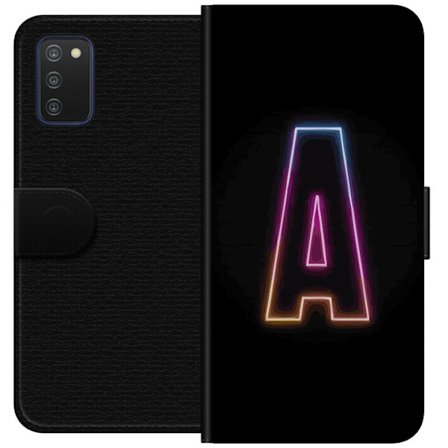 Yhteensopiva Lompakkokotelo Samsung Samsung Galaxy A03s Minimalistinen neonkirjain A sateenkaarenvärisessä valossa mustaa taustaa vasten modernissa