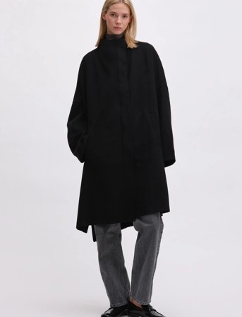 REMAIN Birger Christensen Drapy Wool Coat - Black - 42