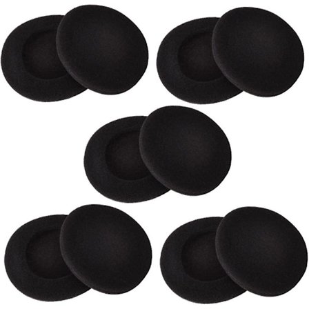 2-tommers skumpute ørepute øredeksel kompatibel med Sony Sennheiser Philips-hodetelefoner, 5 par, svart