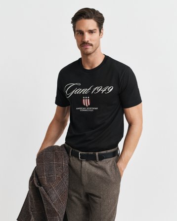 GANT Herren Script Graphic T-Shirt (S) Schwarz
