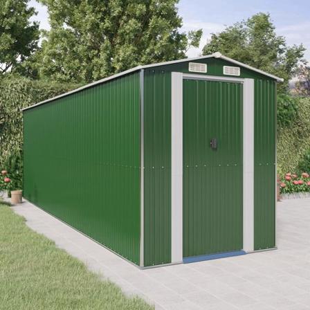 Vidaxl Trädgårdsskjul Grön 192x606x223 Cm Galvaniserat Stål Grön