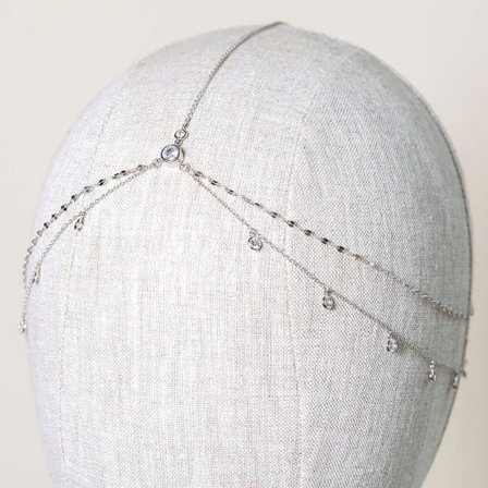 Crystal Head Chain Elegant hårtilbehør SØLV