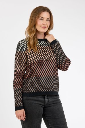 SIGNATURE - Langærmet Strik - Sort Mix - Mønstret