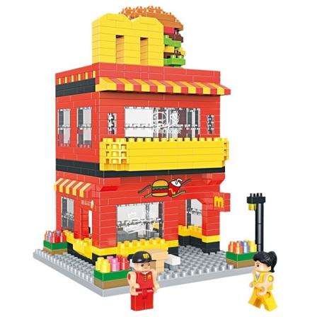 Byggstens mini stadsgatuscen, hamburgerrestaurang, 737PCS