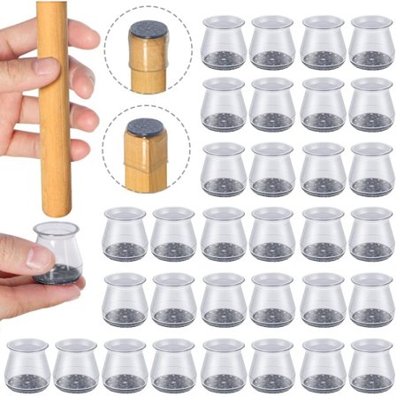 32 stk Silikon Stolbenbeskyttere, Små Stolglidere, Gjennomsiktige Silikon Stolbenbeskyttere med Filtputer, for Tregulv og Fliser