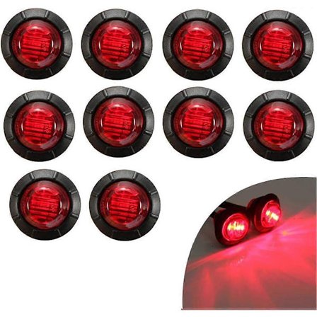 10-pack 3/4 tum LED Bakre Sidomarkeringsljus Kompatibla med Lastbil, Släpvagn, Hyttmarkeringsljus, Husbilsmarkeringsljus, Marina LED-ljuslister (Röd)