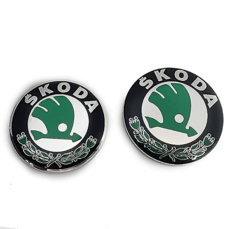 Bilemblem 2 dele til Skoda-modeller 90 mm 80 mm emblem motorhjelm og bagklap (Mov)