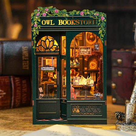 3D Magic Style Puinen Kirjanurkkaussetti Palapeli Rakennus DIY-palikka - Kirjanurkka aikuisille Ihanteellinen nukkekoti Puinen pöytäkoriste - 