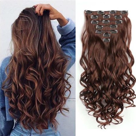 22 tums eleganta sexiga lockiga hårförlängningar 7 st/set 16 clips Long Curly Wave-Body Wave Hair Extensions Clip in hair extensions