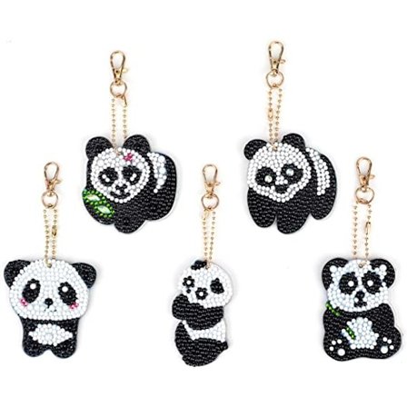 5 kappaletta DIY 5D Panda timanttimaalaus avaimenperät, Rhinestone DIY
