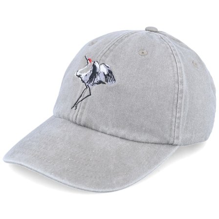 Wild Spirit - Grijs unconstructed Cap - Crane Embroidery Grey Dad Cap @ Hatstore