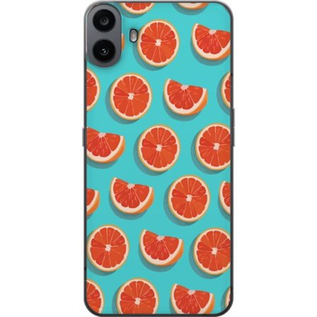 Kompatibelt Mobildeksel til Nothing CMF Phone 1 Illustrert mønster med gjentatte grapefrukt skiver mot en turkis bakgrunn
