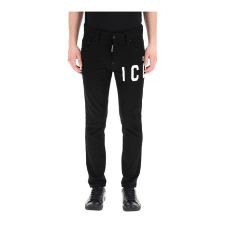 Dsquared2, Skater jeans Zwart, Heren, Maat:L,polyester,print