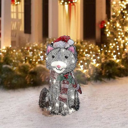 2D Julehund med LED-lamper Hagedekorasjon med Akrylhagepåle