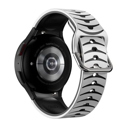 Samsung Galaxy Watch 5 / 5 Pro / 4 klockarmband i silikon med böjd linje - Vit / Svart