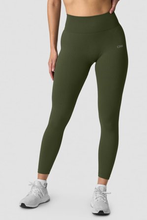 ICANIWILL - Ribbed Define Seamless Tights Dark Khaki Green- Training Strumpfhose - Damen - ICIW