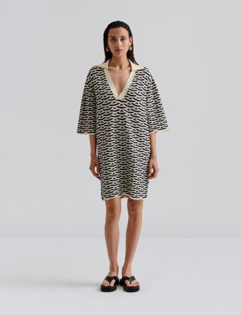 Malina Thyme Structure Knitted Mini Dress - Navy - XS