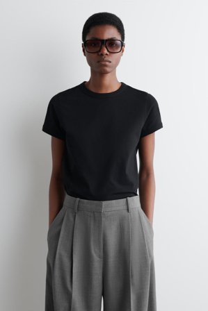 COS Women's Shrunken Ringer T-Shirt in Black