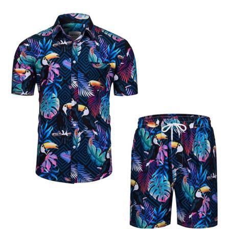 2 st Hawaiian skjorta och kort set för män Color#1 L