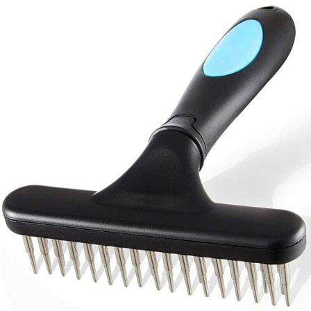 Pet Rake Kam Hundebørste Dobbel Rad Undercoat Rake Grooming Børste Hund Rake med Dobbel Rad 33 Tenner, Sunny