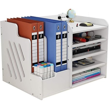 Hvid Skrivebordsarrangør, Stor Kapacitet Skrivebordsmappearrangør Kontor Papirvarer Skrivebord Oprydning Opbevaringsstativ Sortering Til A4 Papirer, 
