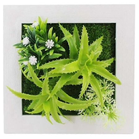 Simuleringsplante Bilderamme Plast Kunstig Blomst med Ramme Veggdekor for Utendørs Hage Balkong Veranda (B1)