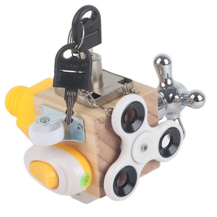 Aktivitetskube i træ, sensorisk legetøj, Montessori pædagogisk legetøj til babyer