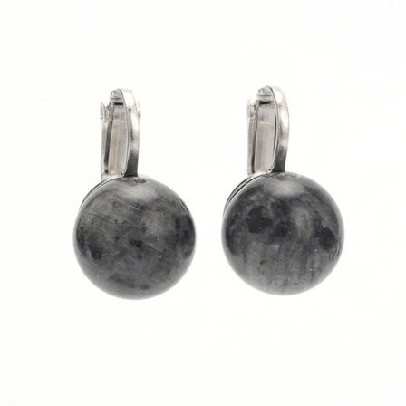 1 Par Vintage Clips örhängen med 12 mm. runda Halv Ädelstenar.