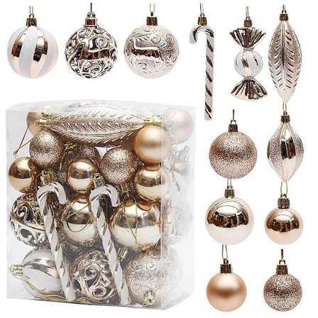 Julekulepynt til juledekorasjoner, 40 stk. juletrepynt