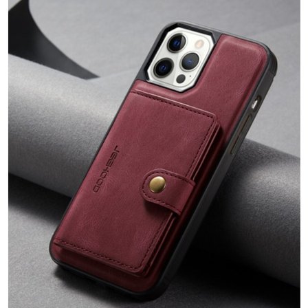 JEEHOOD RFID-plånbok – 3-i-1 skydd & stativiphone 13pro max |röd