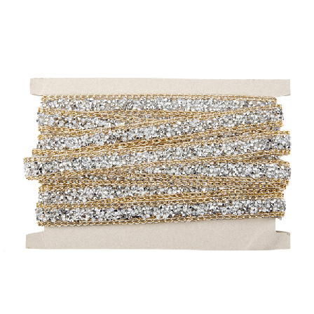 5yard 15mm Gullkant Sølv Diamant Wrap Roll Rhinestone Bånd Dekorasjon