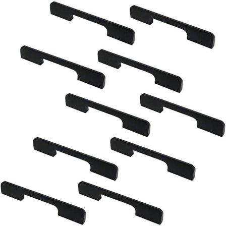 Förpackning med 10 Zinklegering Skåpdörrhandtag och Lådhandtag Matt Svart 140mm Långa..DEBUNS