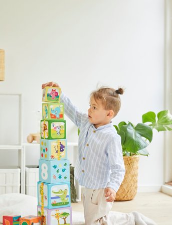 Barbo Toys Little Bright Ones - 10 Stacking Cubes - Safari - Multi/patterned - ONE SIZE