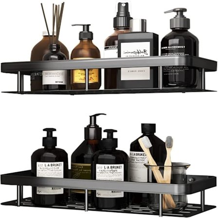 2 Pakke Brusehylde Organizer Opgraderet Ingen Boring Selvklæbende Vægmonteret Brusehylde Kurv Hylder Bruseopbevaring Organizer Stativ fo