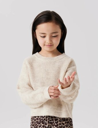 name it Nkfholly Ls Boxy Short Knit Noos - Beige - 116