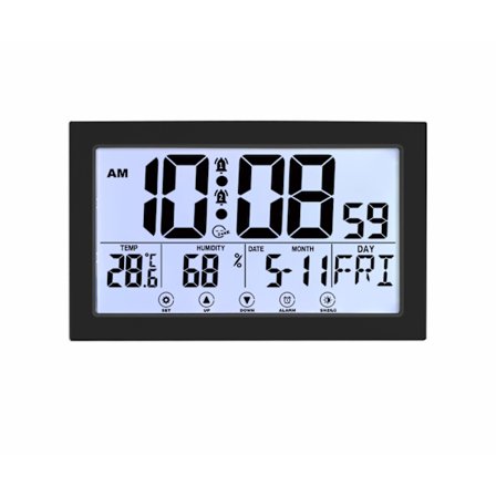 Moderni enkel huoneen olohuoneen opiskelu LCD digitaalinen seinäkello äänikomento kosketus loistavalla monitoimikellolla