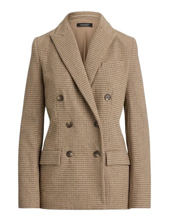 Double-Breasted Wool-Blend Twill Blazer Brown Lauren Ralph Lauren