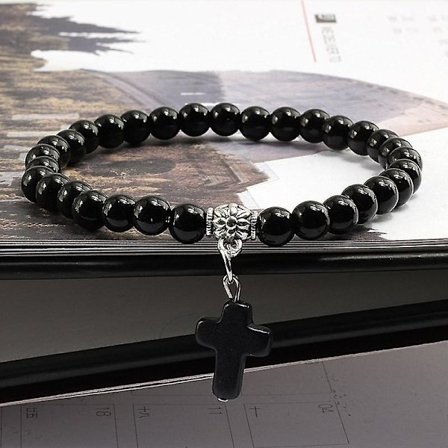 Vintage Cross natursten pärlor armband